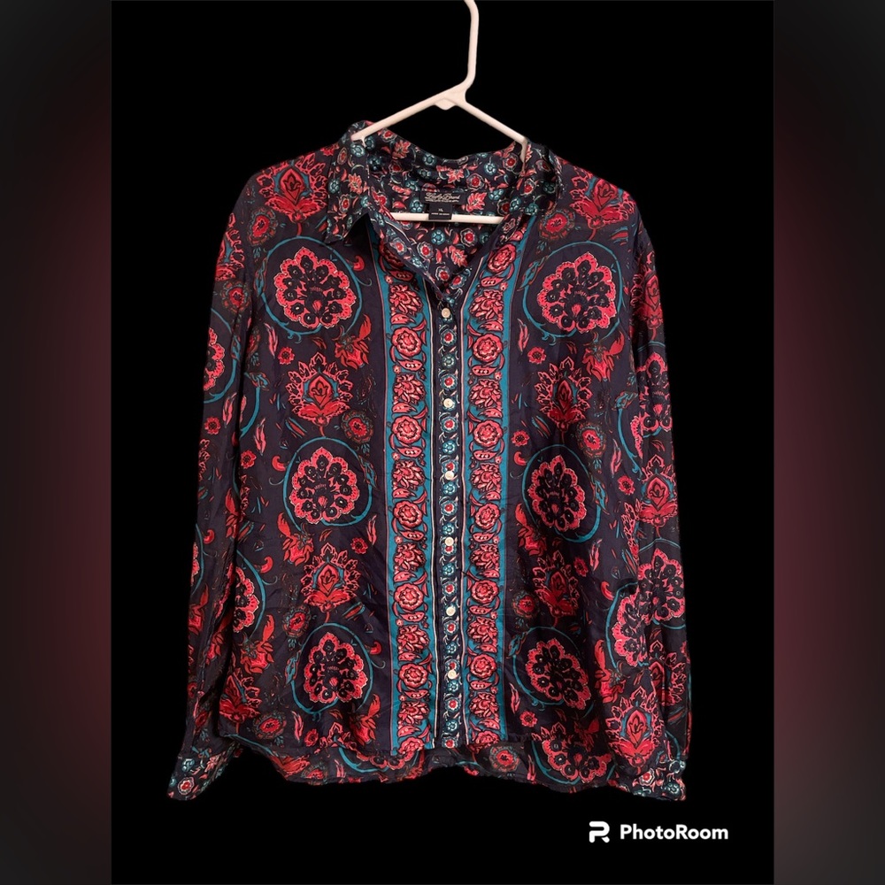 Lucky Brand Silk Western Button Up